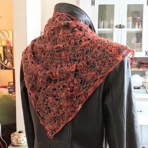 Crochet Triangle Scarf Sparkly Orange Headscarf